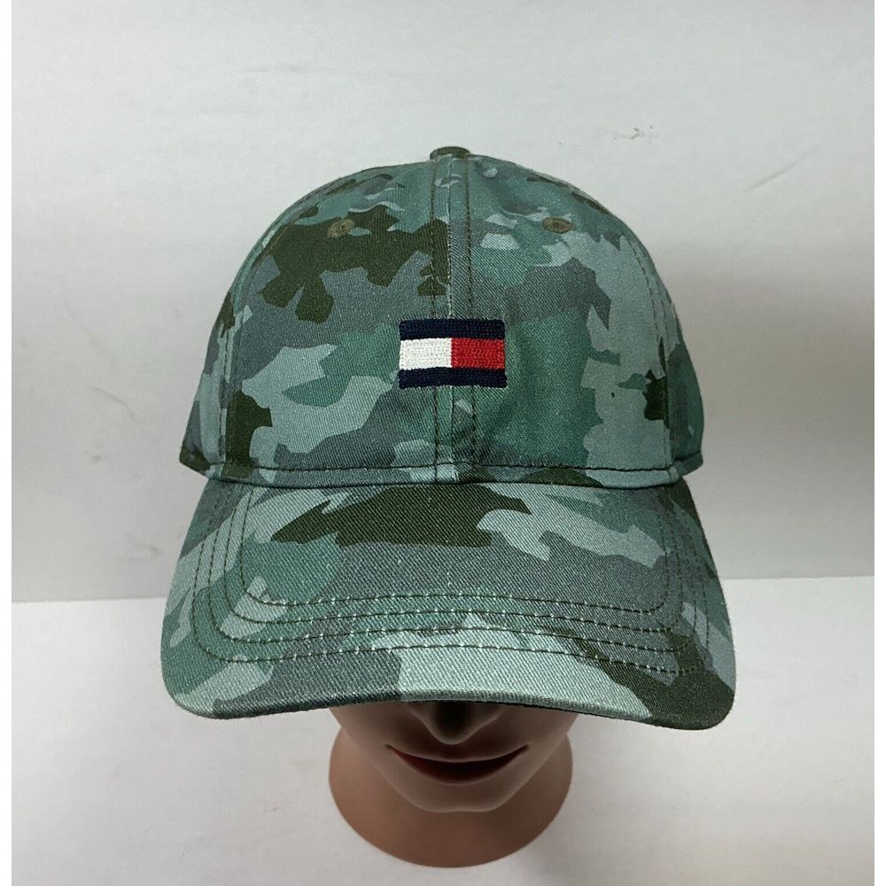 Tommy Hilfiger Logo Hat‎ Baseball Trucker Unisex Cap Green Camo Adjustable  NWT
